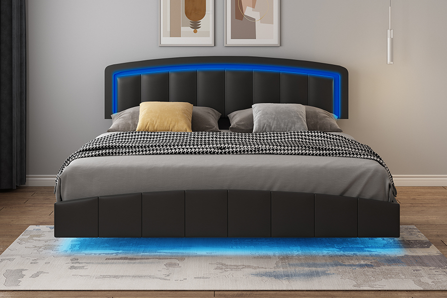 4468-1 Čalúnený rám plávajúcej postele LED