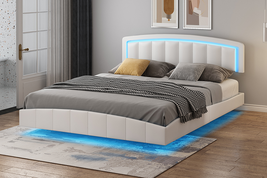 4468-1 Čalúnený rám plávajúcej postele LED
