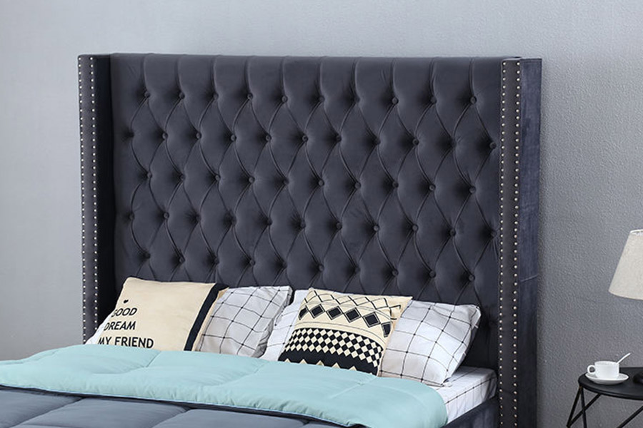 1351 Moderný luxusný dizajn Wingback Bed Čalúnená posteľ