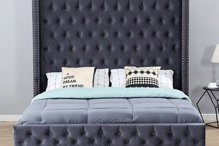 1351 Moderný luxusný dizajn Wingback Bed Čalúnená posteľ