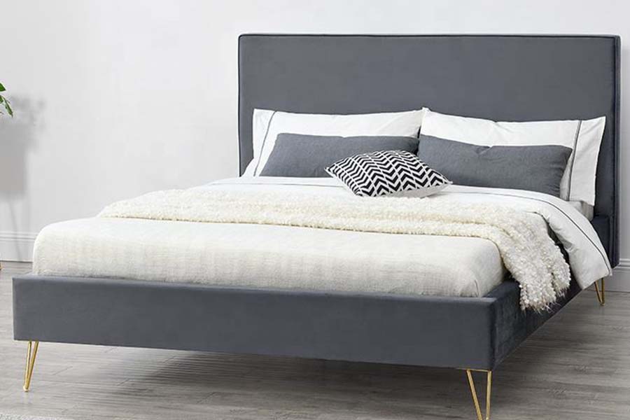 1476 Colorful Velvet Fabric Platform Bed Čalúnená posteľ