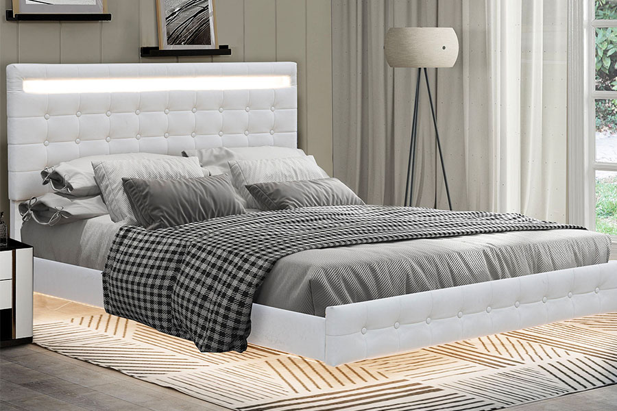4209 King-Size nastaviteľný LED čalúnený rám postele