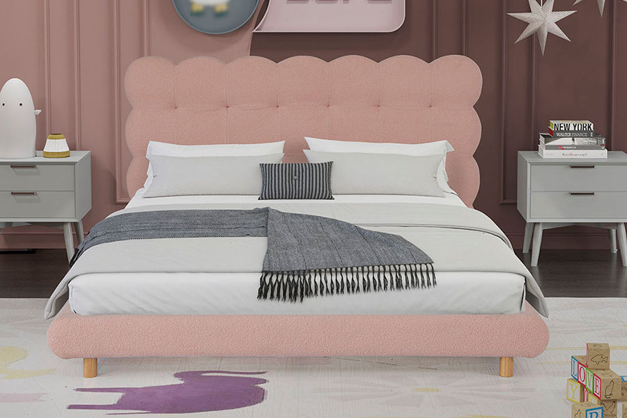 4134 Všívaná čalúnená posteľ z vlny Sherpa French Design