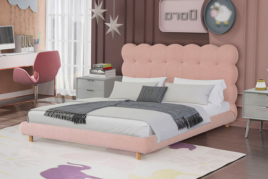 4134 Všívaná čalúnená posteľ z vlny Sherpa French Design