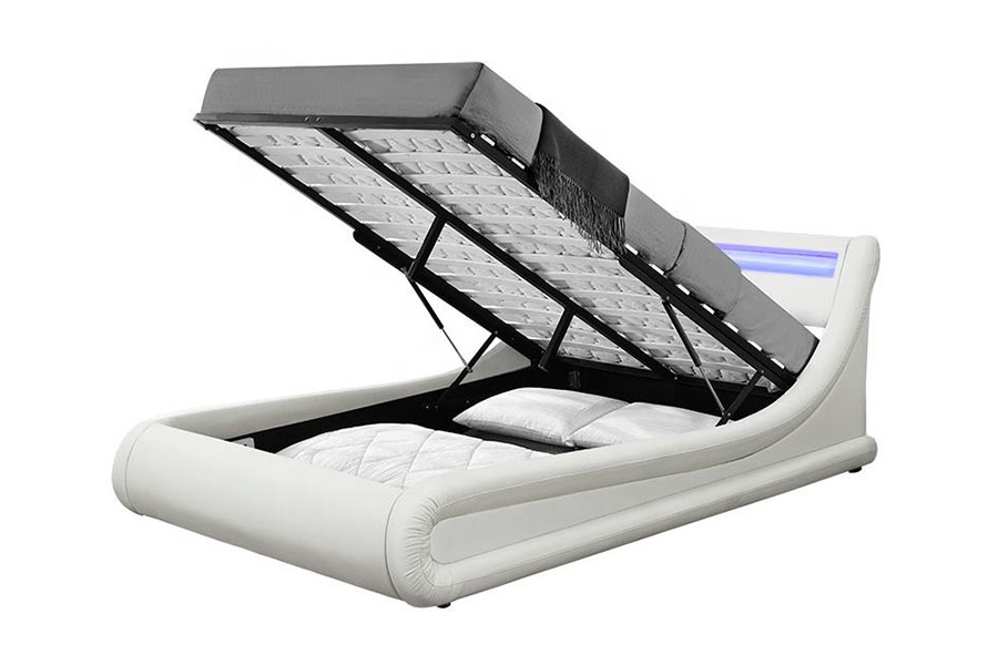 1138-1G Wave-like LED plynový výťah Osmanská PU kožená posteľ