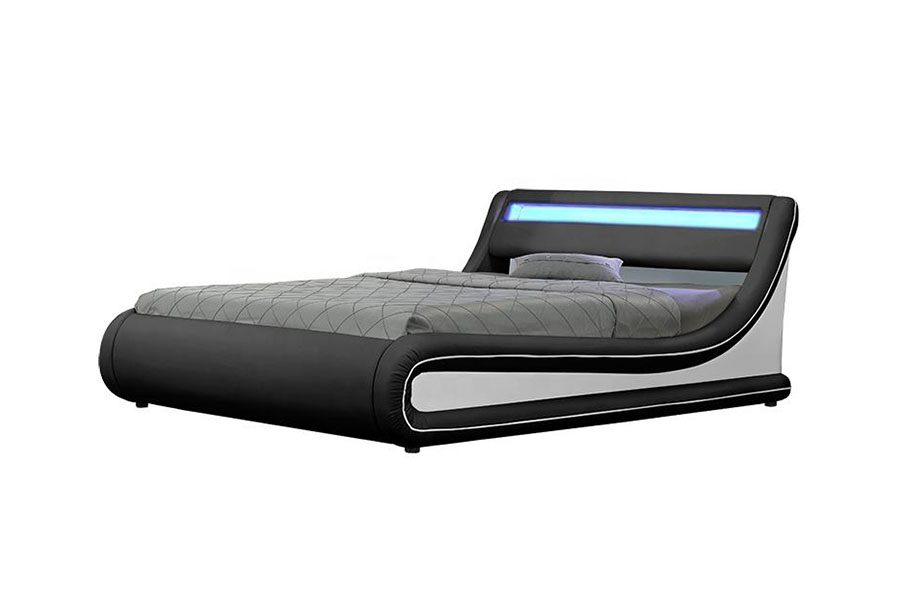 1138-1G Wave-like LED plynový výťah Osmanská PU kožená posteľ