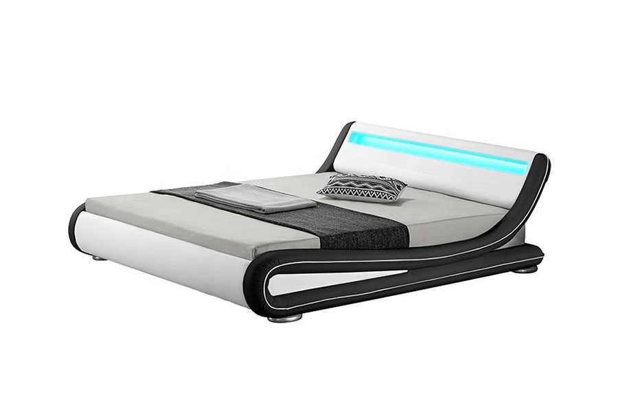 1137-1 Smart LED King, kožený čalúnený rám postele