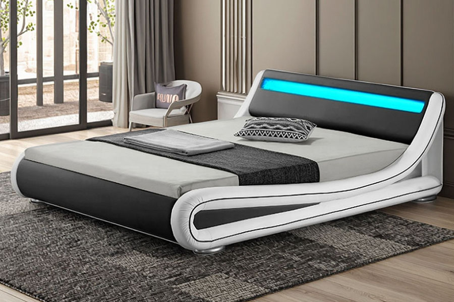 1137-1 Smart LED King, kožený čalúnený rám postele