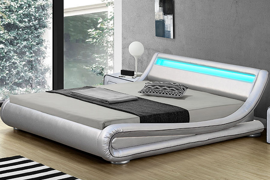 1137-1 Smart LED King, kožený čalúnený rám postele