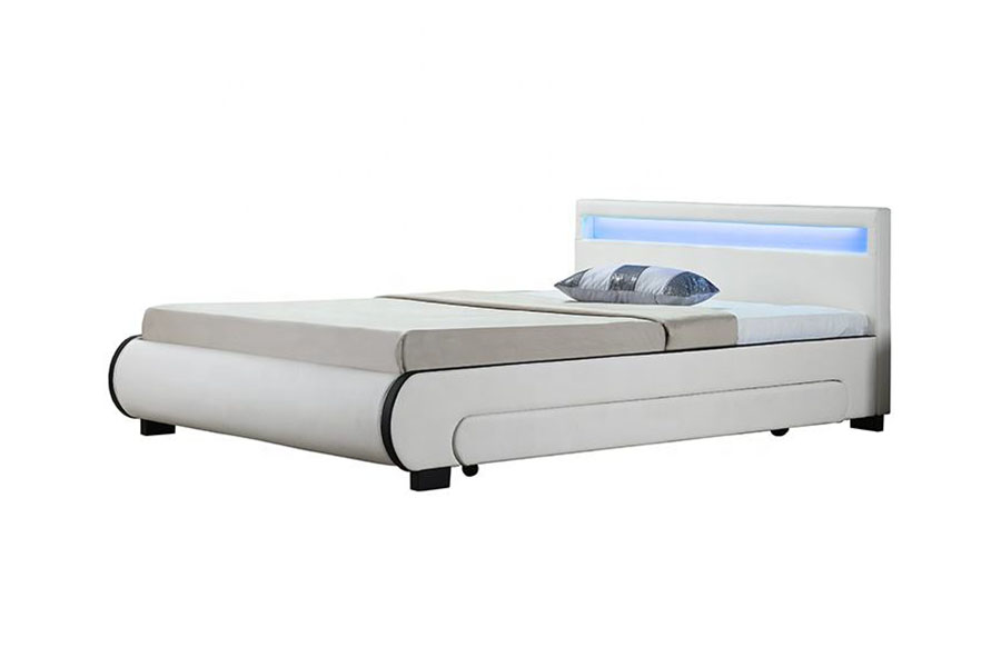 1135-1D LED úložný priestor Čalúnená zásuvka Posteľ z PU kože