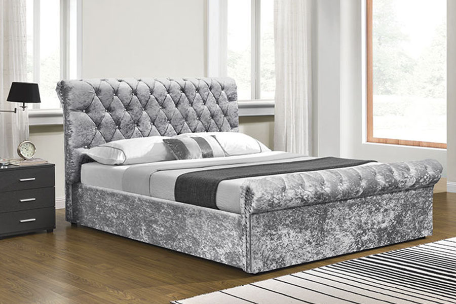 Osmanská úložná posteľ z drveného zamatového krištáľu 1153G Chesterfield