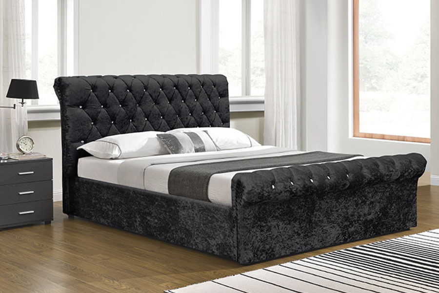 Osmanská úložná posteľ z drveného zamatového krištáľu 1153G Chesterfield