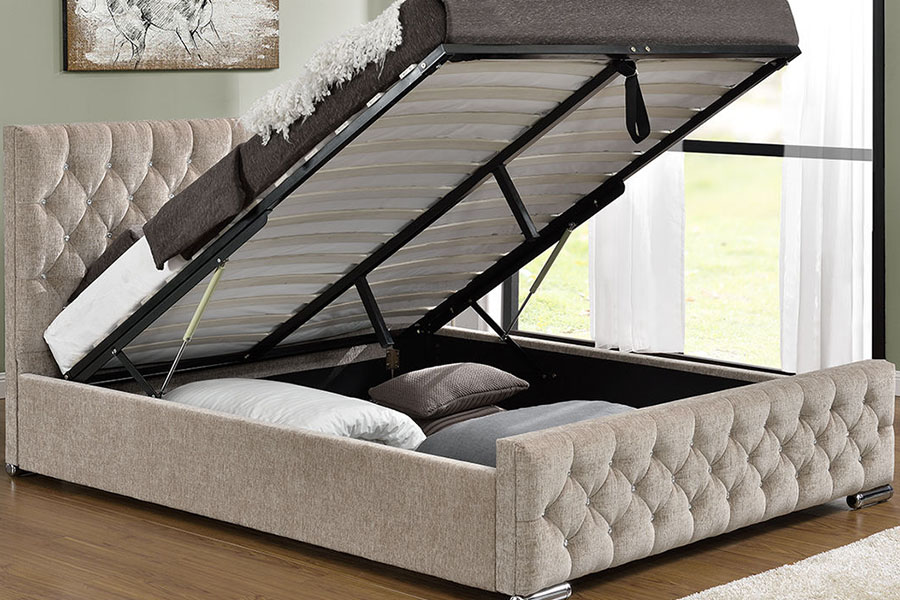 1151G Luxury Velvet Lift King úložný všívaný rám postele