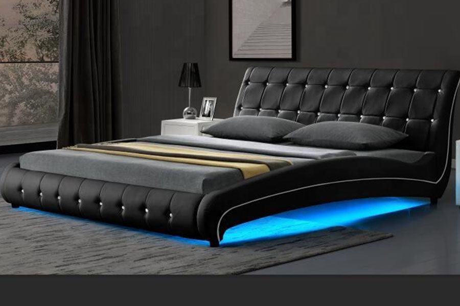 1144-1 Luxusný čalúnený LED rám z všívanej umelej kože