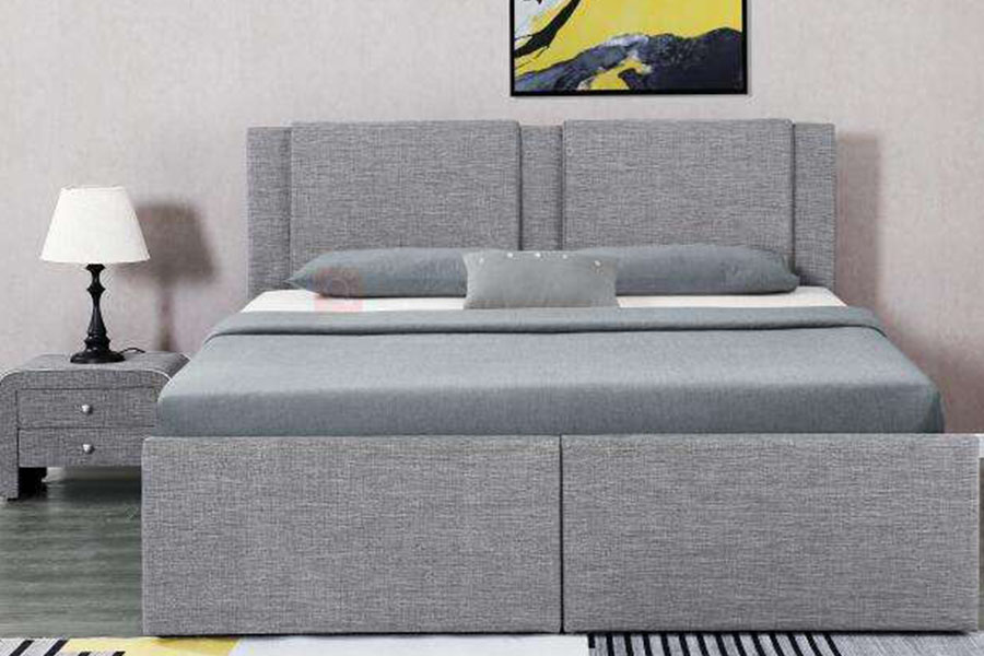1311DG ​​Gas-Lift Dvojzásuvkový látkový drevený úložný čalúnený rám postele