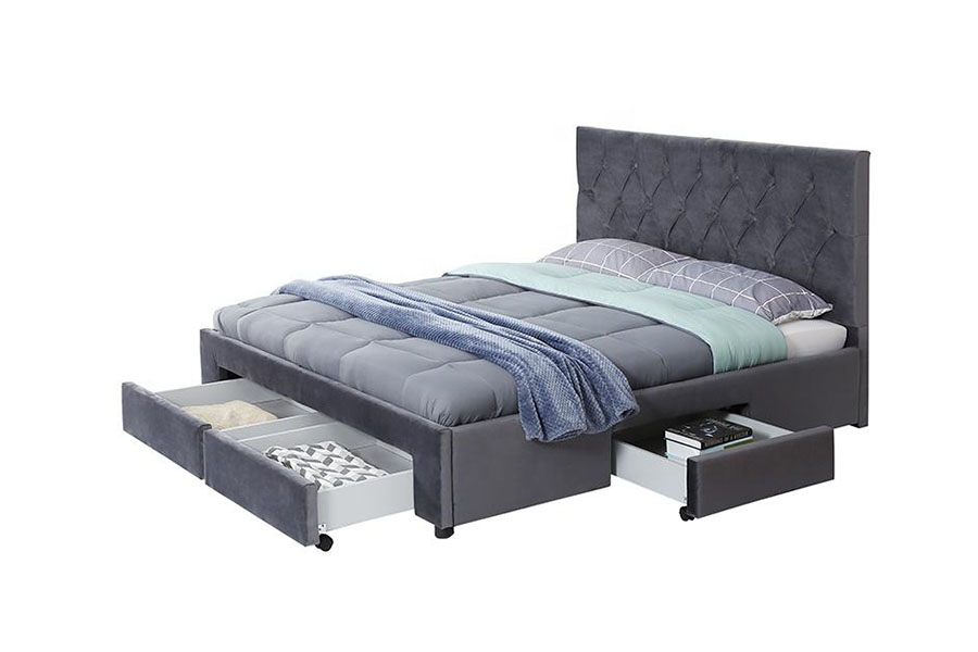 Čalúnený úložný rám postele s drevenou základňou 1406D Velvet King