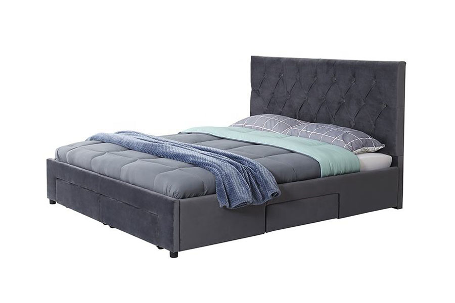 Čalúnený úložný rám postele s drevenou základňou 1406D Velvet King