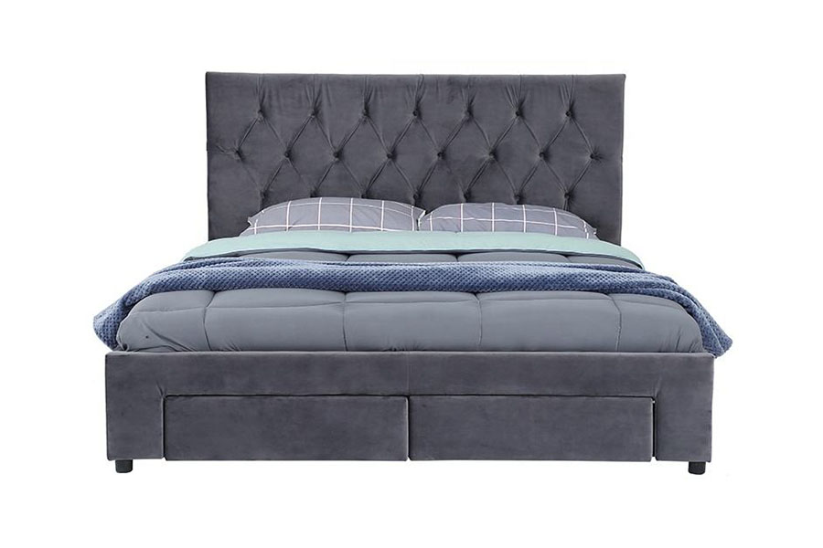 Čalúnený úložný rám postele s drevenou základňou 1406D Velvet King