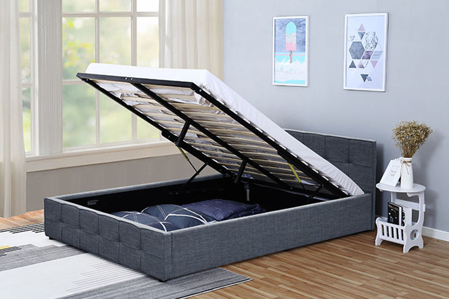 Čalúnený osmanský úložný rám postele z látky Queen z 1295G