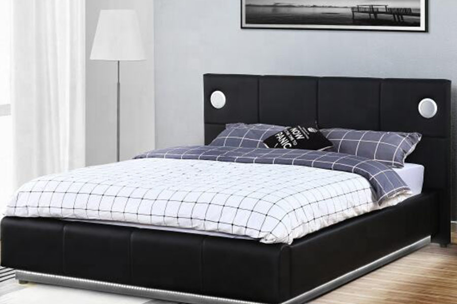 1239-1GS PU-kožený LED hudobný reproduktor s plynovým výťahom, úložný rám postele