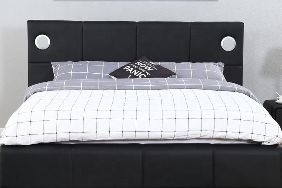 1239-1GS PU-kožený LED hudobný reproduktor s plynovým výťahom, úložný rám postele