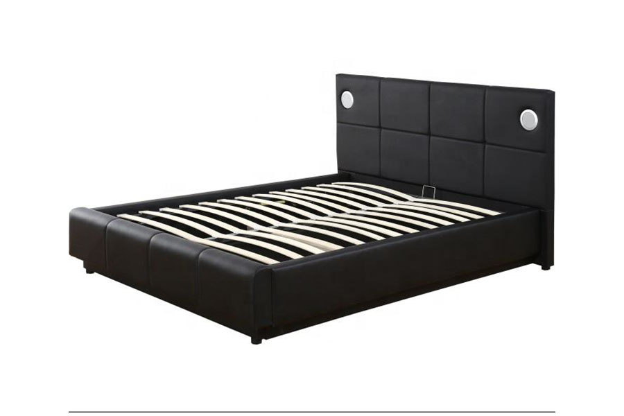 1239-1GS PU-kožený LED hudobný reproduktor s plynovým výťahom, úložný rám postele